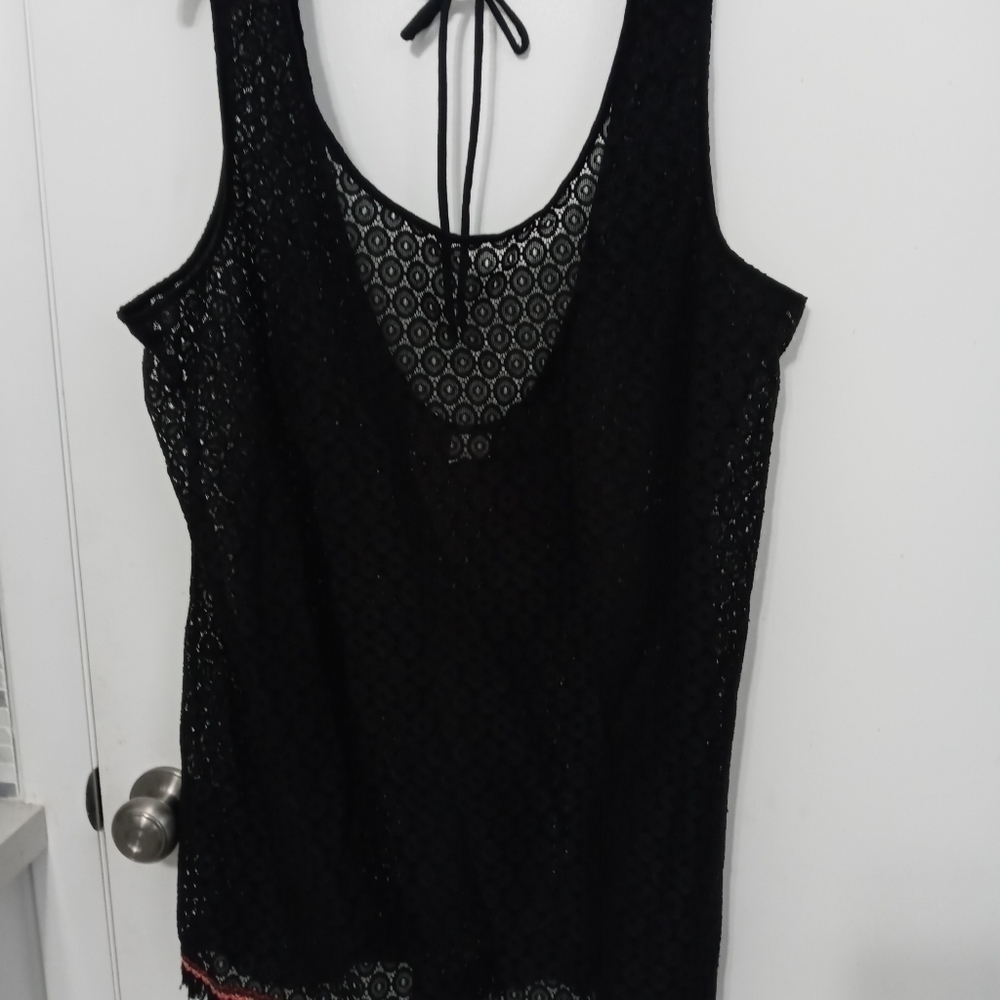 Xhilaration Black Crochet Swim Coverup